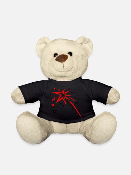Sterne, Feuerwerk, Sternschnuppe - Teddy - Schwarz