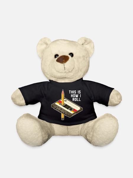 Mixtape Music Tape Cassette 80s 90s Retro Pen - Teddy Bear - black