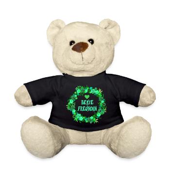 Best Friend - Heart Flowers - Teddy Bear - black - Front