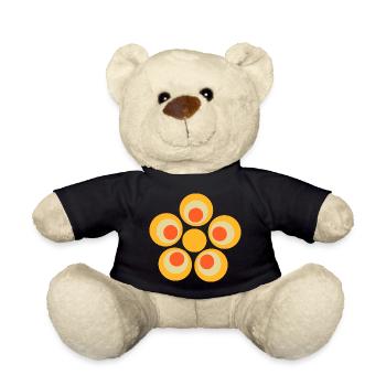 70s Flower Pattern - Teddy Bear - black - Front