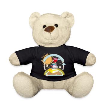 little bookworm with thirst for knowledge reads a book - Teddy Bear - black - Front