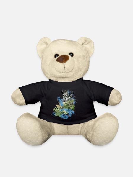 leopard, katze,wildkatze,malerei,blätter,dschungel - Teddy - Schwarz