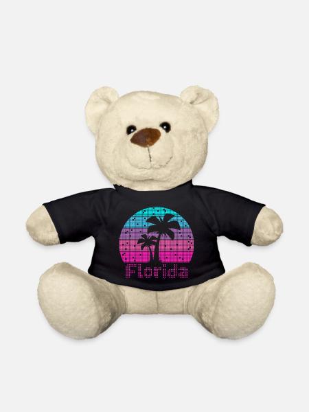 8bit Retro Florida Urlaub - Teddy - Schwarz