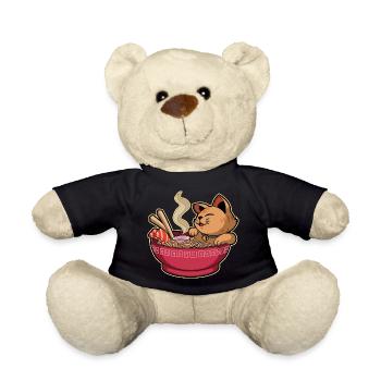 Katze Ramen Lustige Katze & Ramen Liebhaber Süße Kawaii Katze - Teddy - Schwarz - Vorne