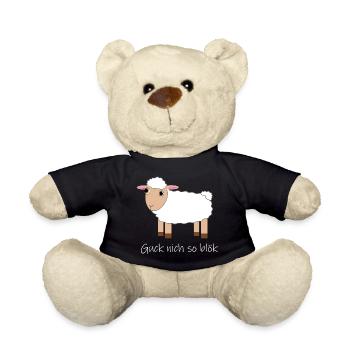 "Guck nich so blök" Glubschaugen Schaf - Teddy - Schwarz - Vorne