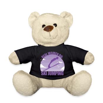 Ski Jumping Ski Jumper Winter Sports Gift - Teddy Bear - black - Front