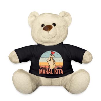 Mahal Kita Retro Pinoy Finger Heart For A Filipino - Teddy Bear - black - Front