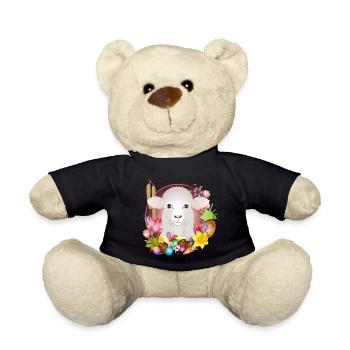 The sheep or lamb as a spring & Easter motif - Teddy Bear - black - Front