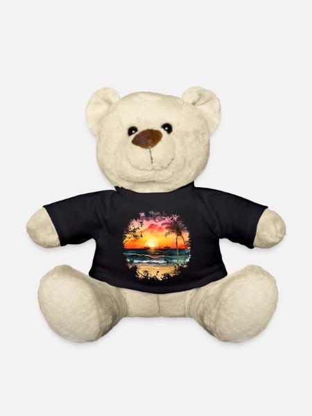 Sunset to Tropical Beach - Teddy Bear - black
