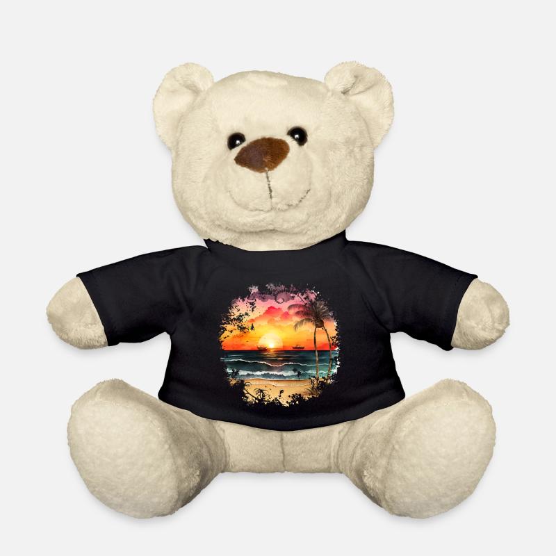 Sunset to Tropical Beach - Teddy Bear - black