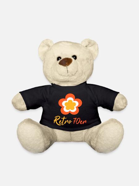 70er Jahre Blume Muster Retro - Teddy - Schwarz