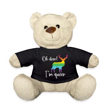 Pride Month LGBTQ - Oh Deer I'm Queer! - Teddy Bear - black - Front