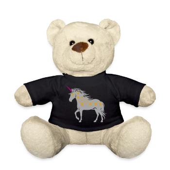 Unicorn with stars | Colors changeable - Teddy Bear - black - Front