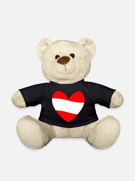 Österreich Flagge Herz - Teddy - Schwarz
