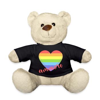 t shirt Napoli ammore gay lgbt heart gay pride - Teddy Bear - black - Front