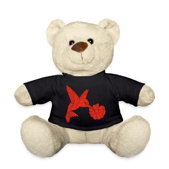 Red Foraging Bird - Teddy Bear - black - Front