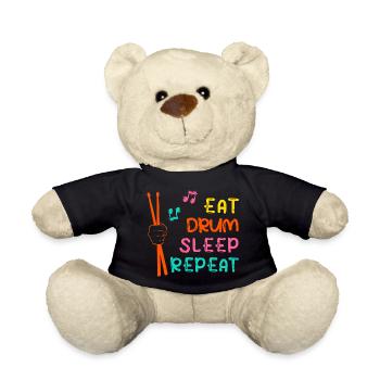 "Eat drum sleep repeat" Schlagzeug Drums - Teddy - Schwarz - Vorne