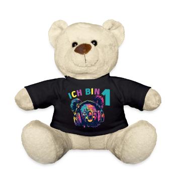 1.Geburtstag Koala Koalabär mit Kopfhörer Musik - Teddy - Schwarz - Vorne