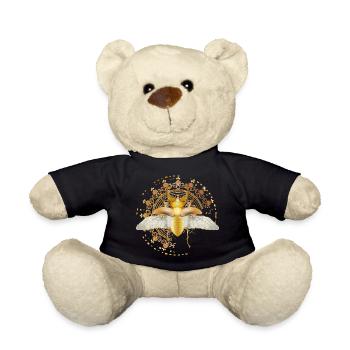 gold-colored stag with wings in ornament - Teddy Bear - black - Front