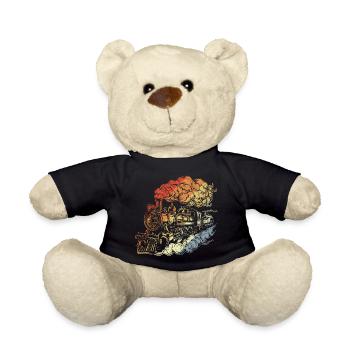 Retro Steam Locomotive - Teddy Bear - black - Front