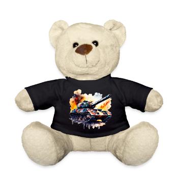 Militär Panzer in Wasserfarben Aquarell ein Panzer - Teddy - Schwarz - Vorne