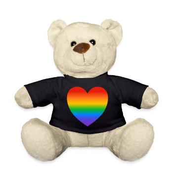 LGBT Regenbogen Stolz Herz - Teddy - Schwarz - Vorne