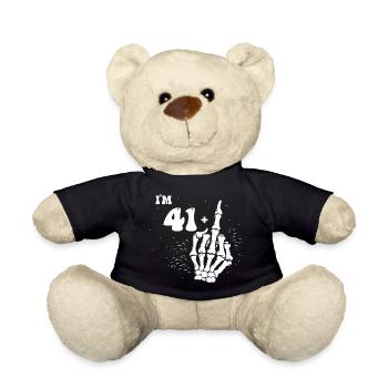 Ich bin 41 plus Mittelfinger - 42. Geburtstag - Teddy - Schwarz - Vorne