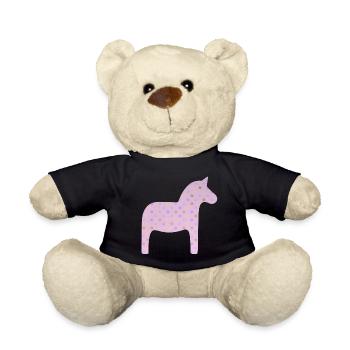Dalapferd rosa Dots skandinavisch Schweden Deko - Teddy - Schwarz - Vorne
