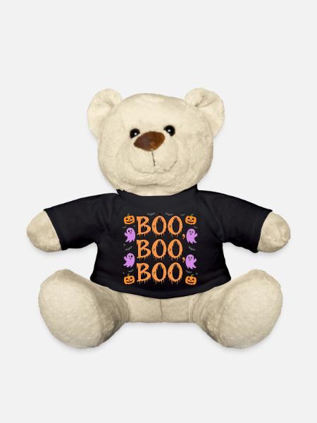 Fun Halloween ‘BOO’ Ghosts and Pumpkins - Teddy Bear - black