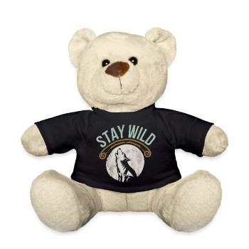 Stay Wild Wolf T-Shirt - Teddy Bear - black - Front