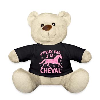 J'Peux Pas J'Ai Cheval Rose - Nounours - noir - Devant
