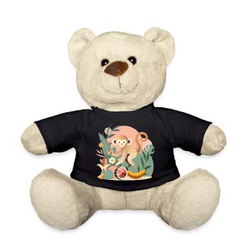 Playful monkey with tropical fruits - Teddy Bear - black - Front