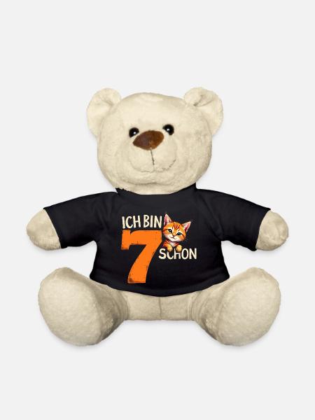 7. Geburtstag Mädchen Junge Katze Ich Bin Schon - Teddy - Schwarz