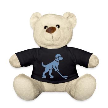 Hund Eishockey Spieler Silhouette - Teddy - Schwarz - Vorne