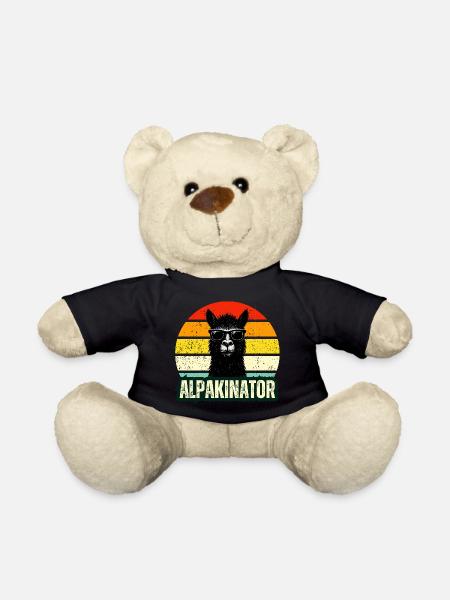 Alpaka Lama Alpakinator Lustig Retro Sonnenbrille - Teddy - Schwarz