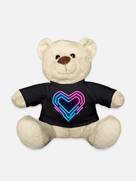 Futuristisches Neon-Herz | Cyber Heart Love Design - Teddy - Schwarz