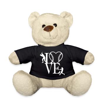 Coeur de baseball amour design pour les athlètes - Nounours - noir - Devant