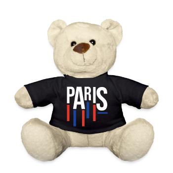 Paris Typography with Flag Accents - Teddy Bear - black - Front