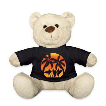 Sunset Surfer Palm Trees - Teddy Bear - black - Front