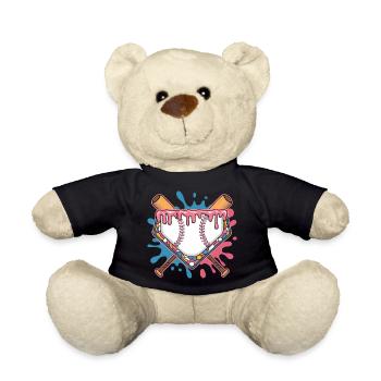Baseball Homeplate Mit Schlaeger Und Buntem Splash - Teddy - Schwarz - Vorne