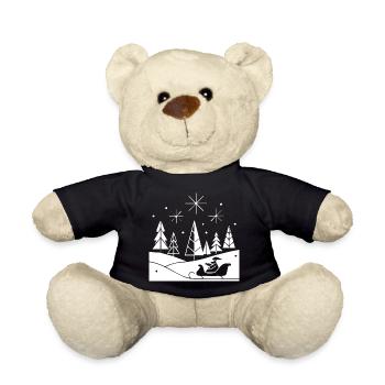 Sleigh ride in the snow Christmas motif - Teddy Bear - black - Front
