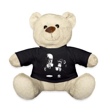 Sigmund Freud drinking coffee with monkey - Teddy Bear - black - Front