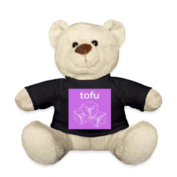 Tofu cube sketch on purple background - Teddy Bear - black - Front