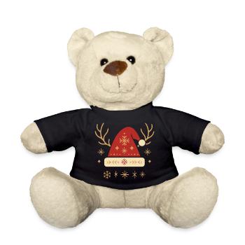 Nordic Weihnachten Nikolausmütze mit Geweih - Teddy - Schwarz - Vorne