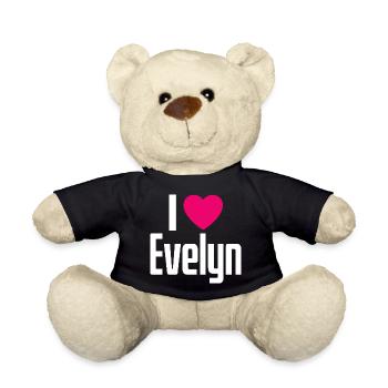 I Love Evelyn Pinkes Herz Ich liebe Evelyn - Teddy - Schwarz - Vorne