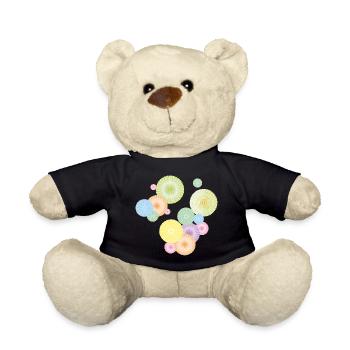 Pastel rosettes – decorative fan structure - Teddy Bear - black - Front