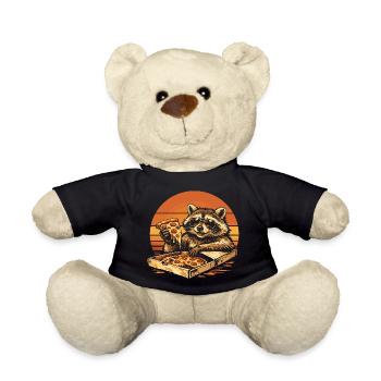 Waschbär isst Pizza Lustig Geschenkidee - Teddy - Schwarz - Vorne
