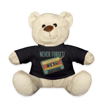 Never Forget – Retro Kassette & Bleistift Design - Teddy - Schwarz - Vorne