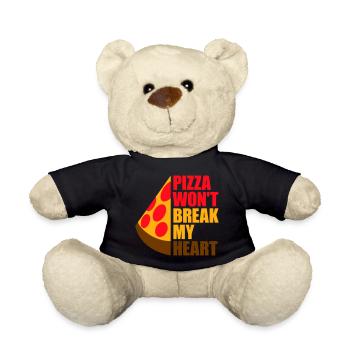 Pizza Won't Break My Heart Food Love Humor - Teddy Bear - black - Front