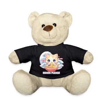 Japon Cat Ramen Nouilles Motif Vague Rétro - Nounours - noir - Devant